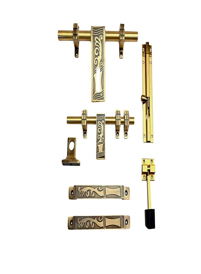 SNE Premium Flower Pot Design Door Kit Handle Door Fittings Kit with Stopper and Aldrop Full Set in Front and Back Side of Doors. - Image 2